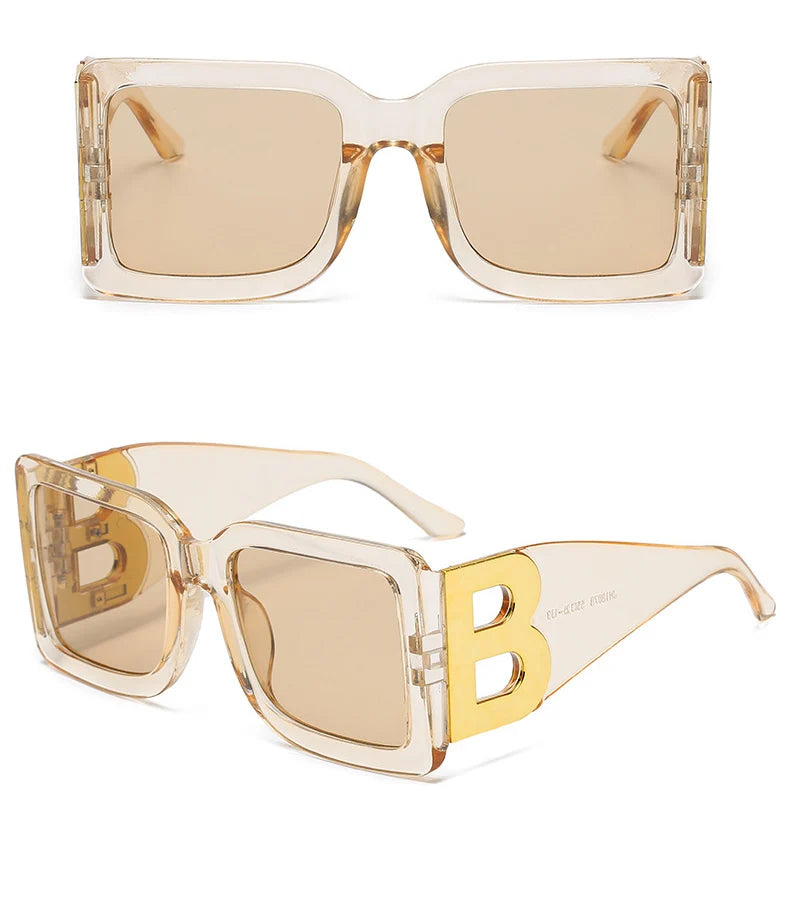 Designer Luxus Brille Sonnenbrille Damen Quadratische Übergröße Gläser Vintage
