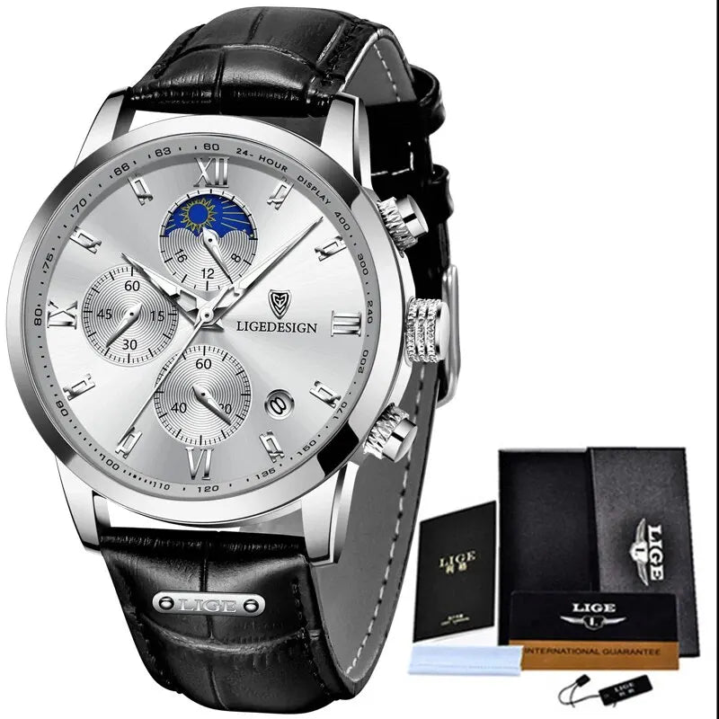 Herren Armbanduhr Digital Uhr Silber Edelstahl LED Quarzuhr Luxus Chronograph