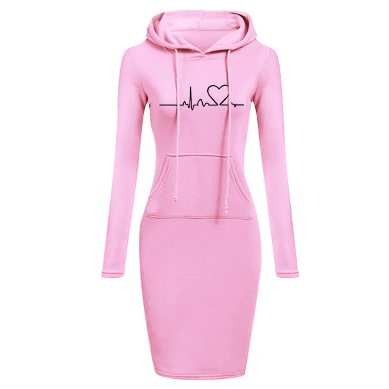 Damen Kapuzenkleid Pullikleid Party Kleid Minikleid Hoodie Kapuzenpullover
