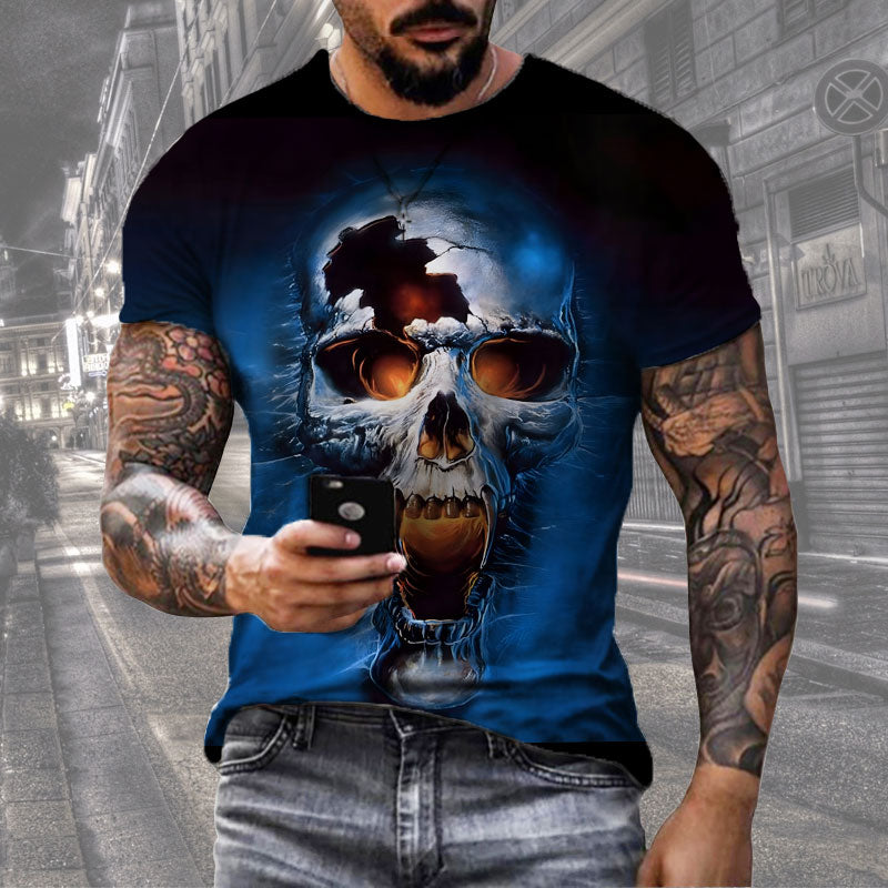 Herren Horror Skulls 3D T-Shirt Rundhals Unisex Sommer Streetwear Motorcycle