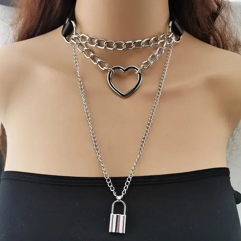 Sexy Halsband Harness Kette BH Gürtel  Punk Goth Frauen Bdsm Bondage Chocker
