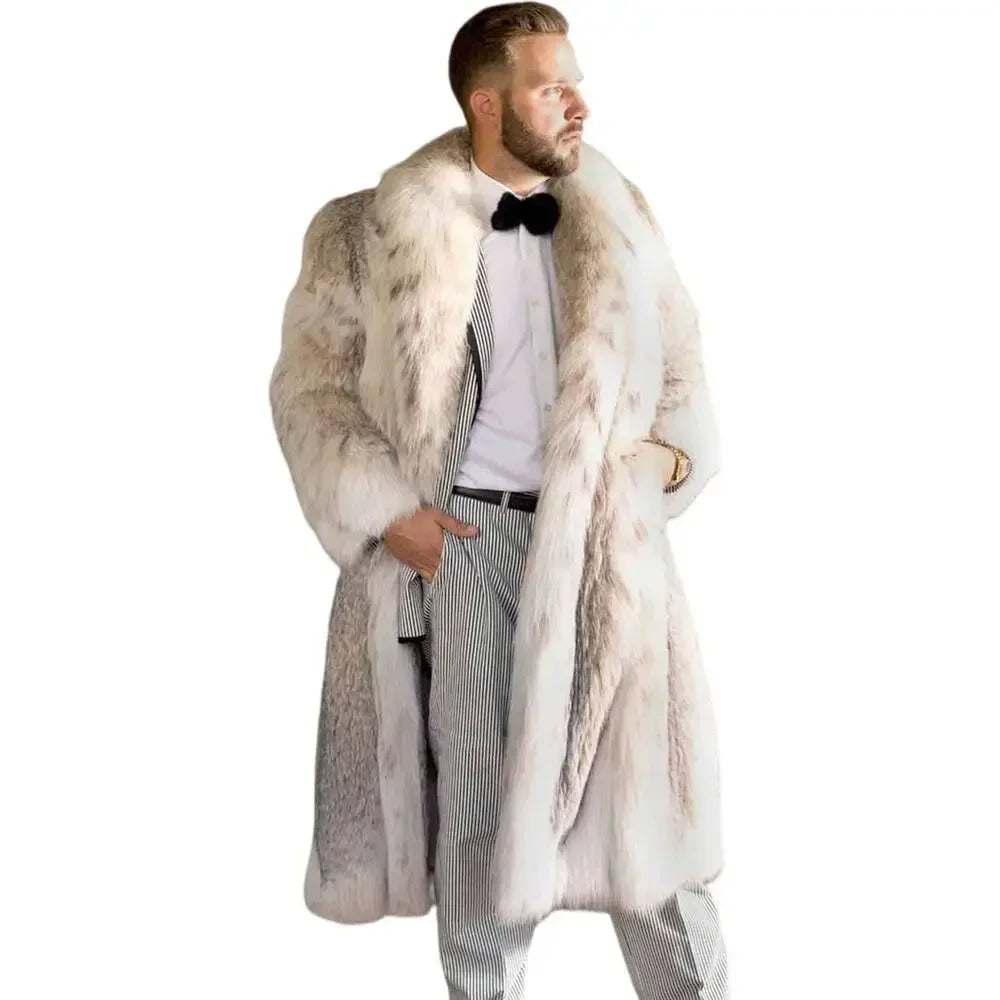 Herren Wintermantel Pelzmantel Kunstpelzmantel Herrenmantel Kunstpelz Mantel