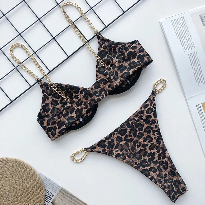 Frauen Bademode High Cut Bikini Set Sexy Push Up Badeanzug Damen Tanga Swimwear