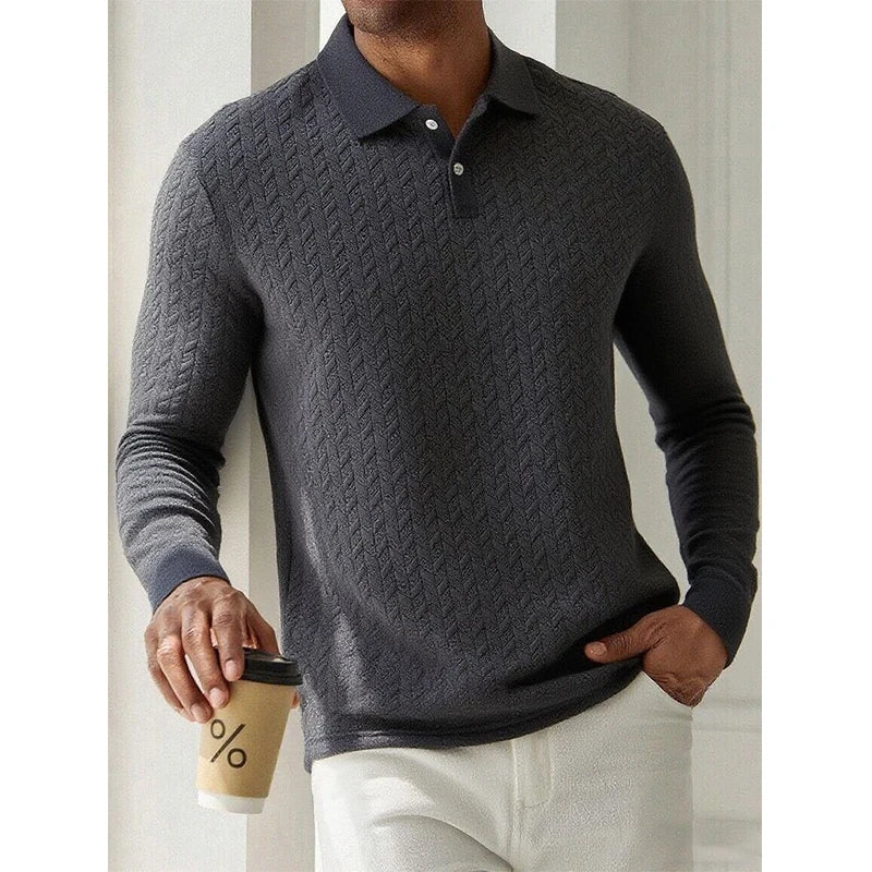 Herren Polo Pullover Sweatshirt Leichter Pulli Sweater Poloshirt Langarmshirt