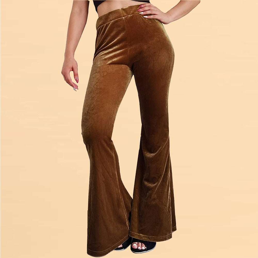 Damen Yoga Hose Bootcut Hüftjeans Samt Schlaghose Hip Retro Flared Leggins