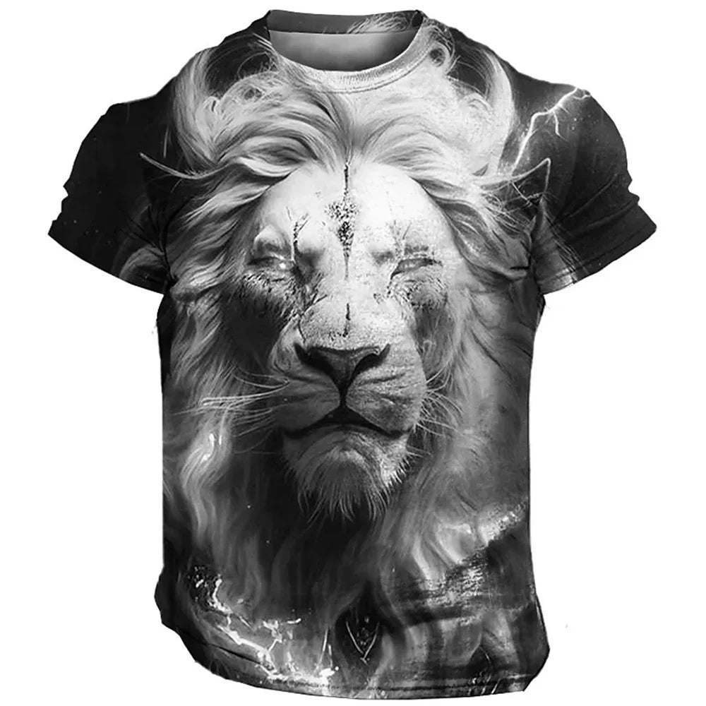 Herren T-Shirt Löwen 3D Shirt Rundhals Streetwear Lions Tank Top Polo Hemd