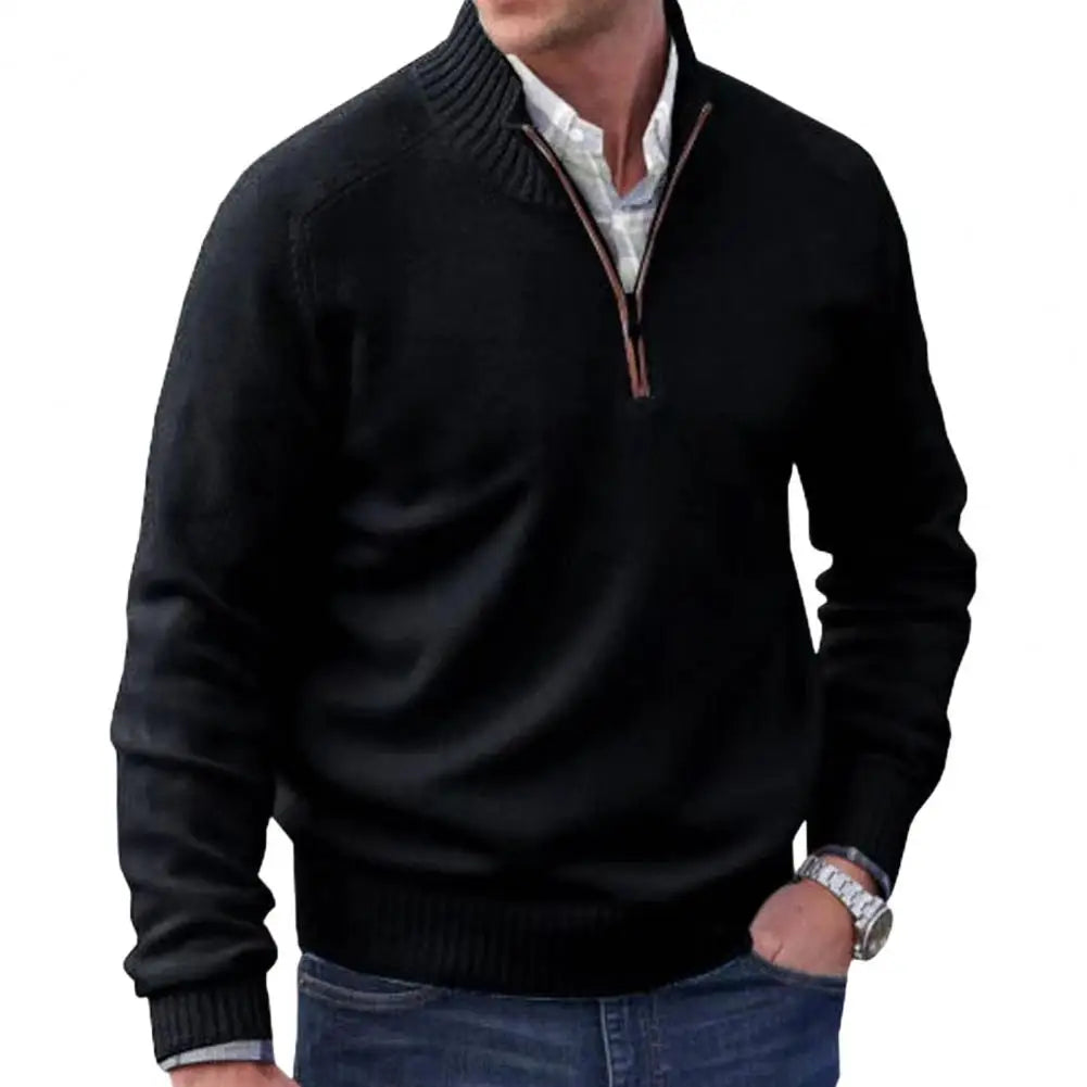 Herren Pullover Sweatshirt Troyer Pulli Sweater Stehkragen Zipper Langarmpulli