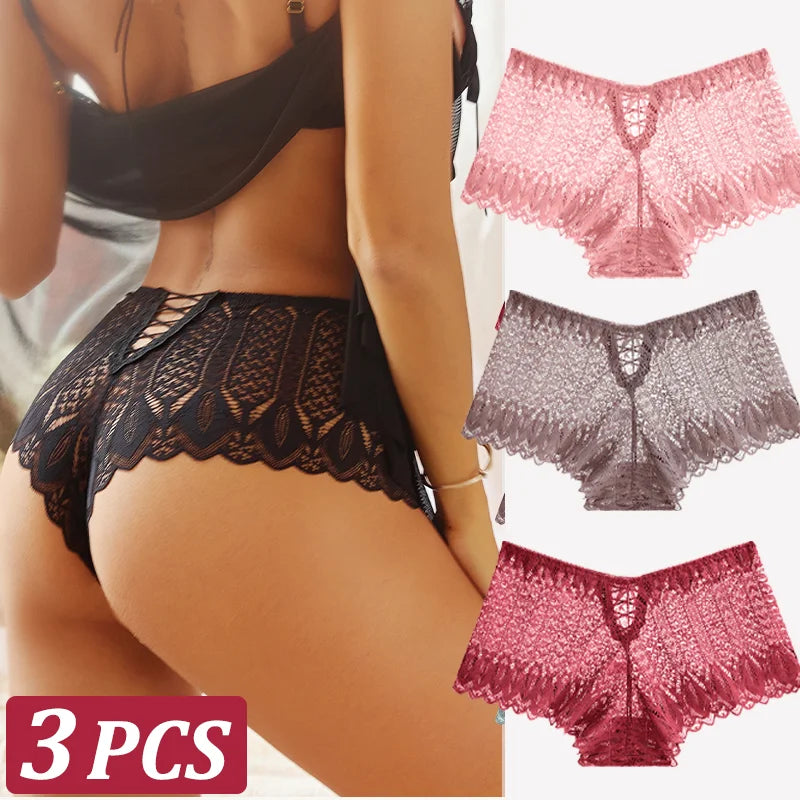 3 Stk Frauen Spitze Tanga String Höschen Sexy Schlüpfer Slip Dessous Unterwäsche