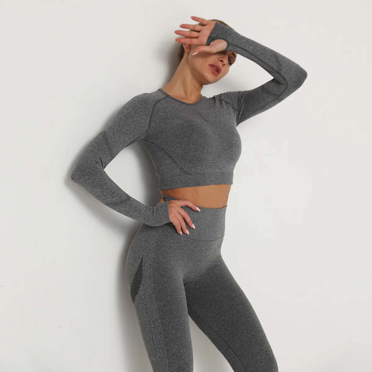 Damen Leggings Push Up Stretch Leggins Yoga Fitness Hose Sport BH Set Top Gym