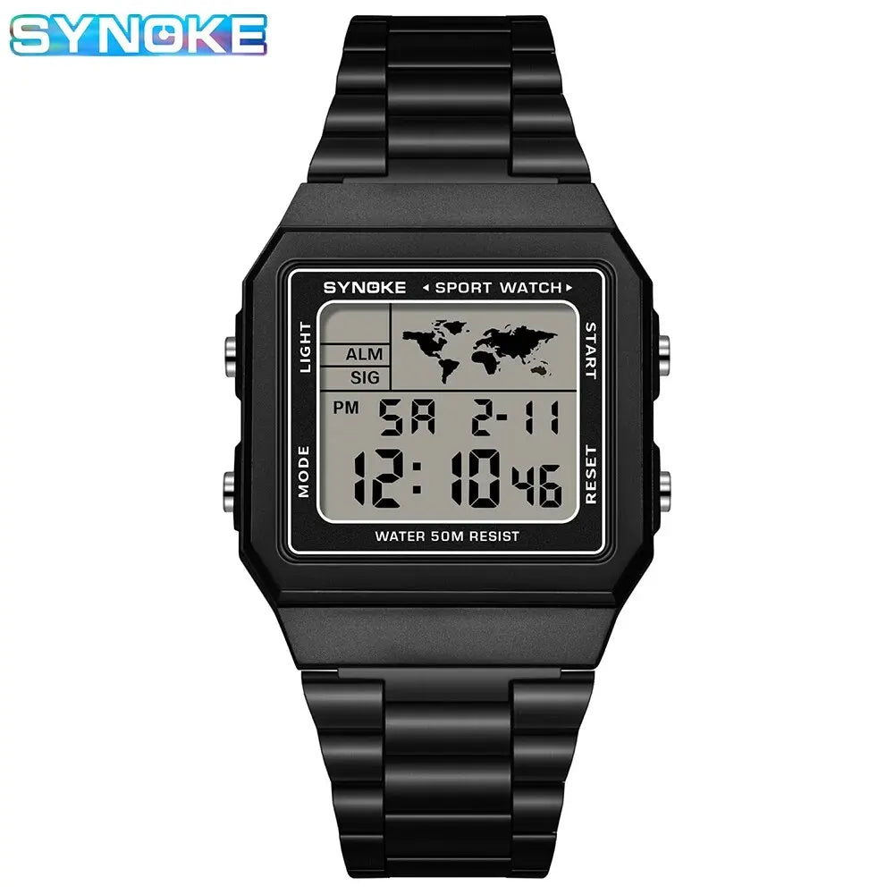 Herren Armbanduhr Digital Uhr Silber Edelstahl Quarzuhr Luxus Chronograph