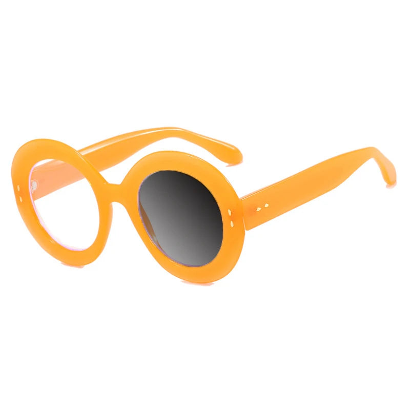 Damen Sonnenbrille Designer Luxus Brille Runde Übergröße Gläser Vintage UV400