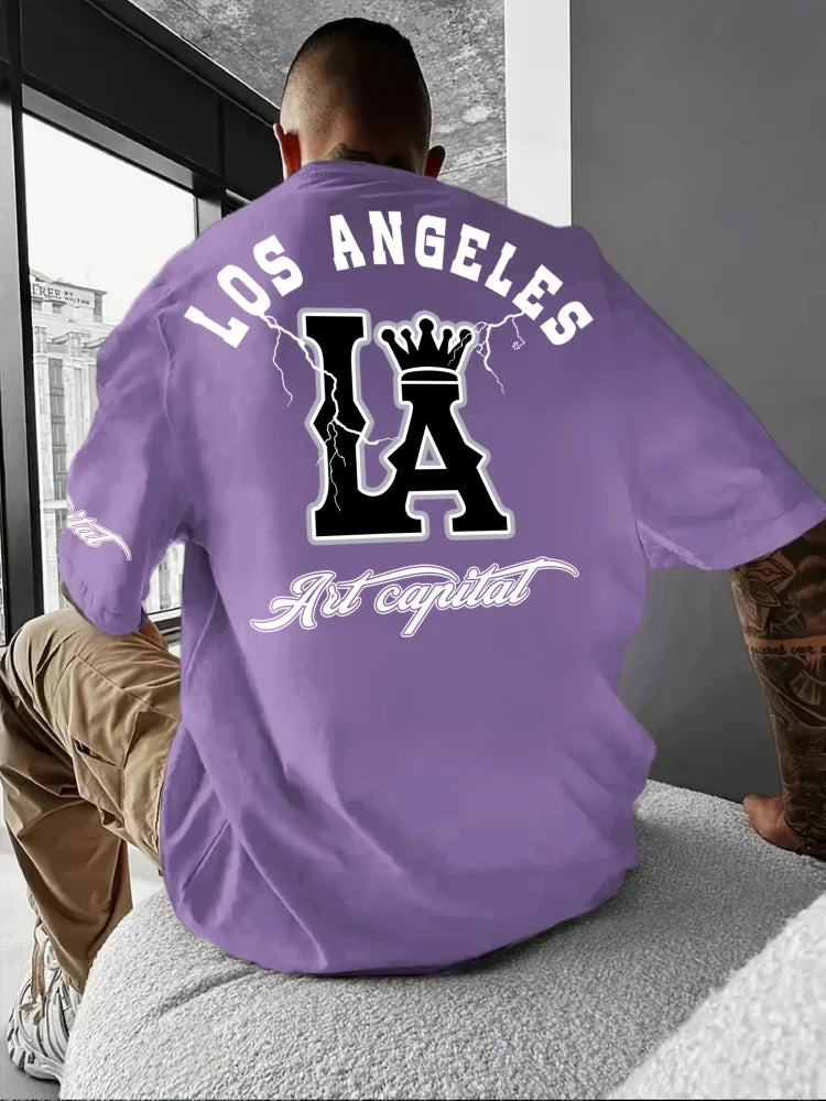 Herren T-Shirt Los Angeles Shirt Rundhals Streetwear Tank Top Hemd Polohemd