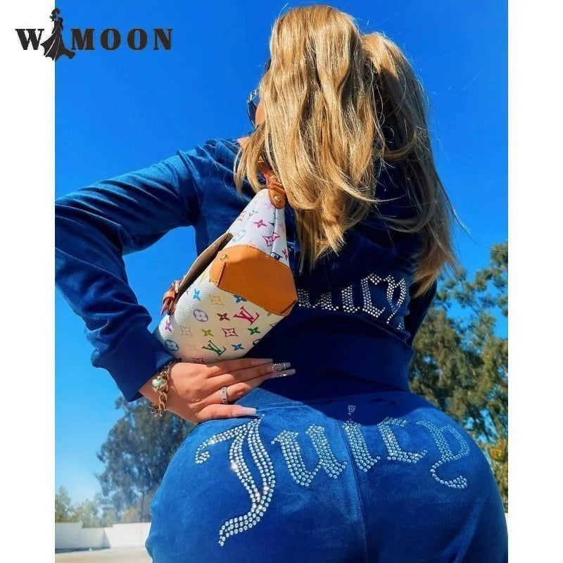 Damen Samt Jogginganzug Sportanzug Jogging Hose Jacke Fitness Hausanzug Freizeitanzug