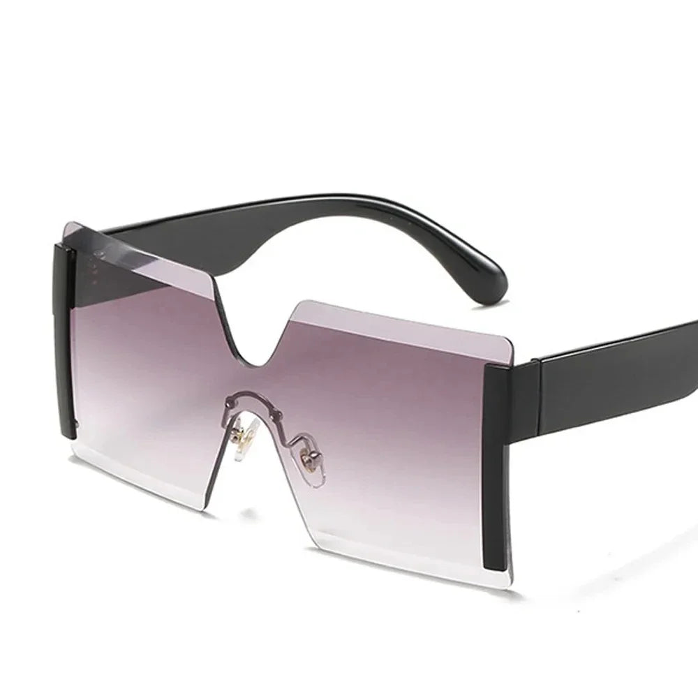 Übergroße Randlose Sonnenbrille Damen Quadratisch Flach Design Reise UV400