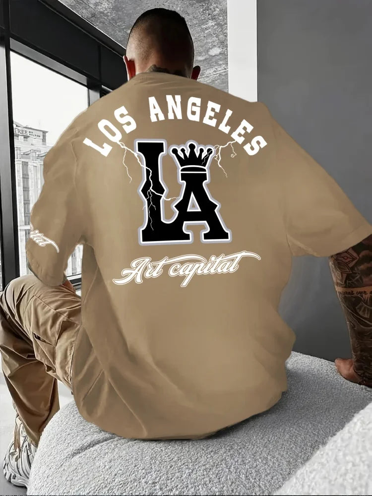 Herren T-Shirt Los Angeles Shirt Rundhals Streetwear Tank Top Hemd Polohemd