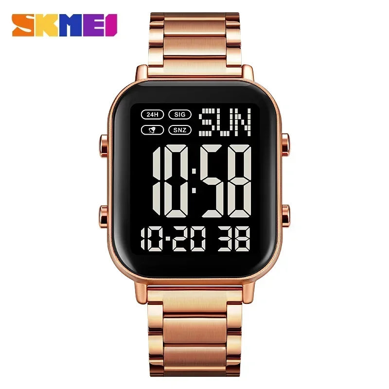 Herren Armbanduhr Digital Uhr Silber Edelstahl Quarzuhr Luxus Chronograph