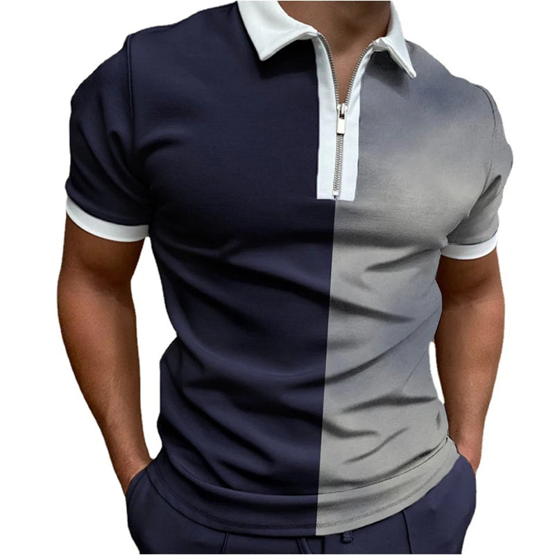 Herren Fashion Poloshirt POLO Shirt T-Shirt Kurzarm Zipper Hemd Polohemd NEU