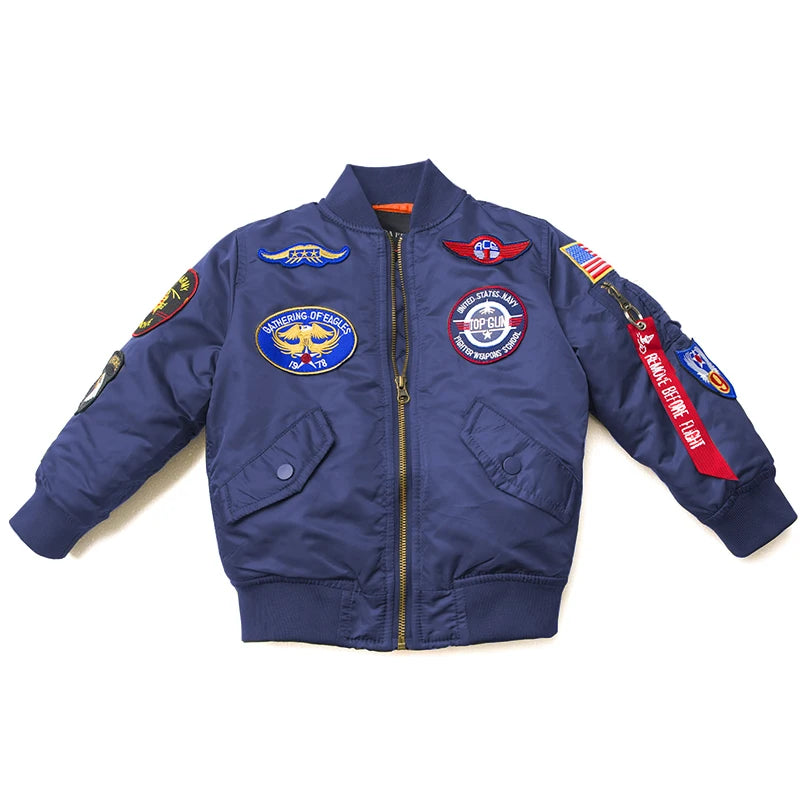 Jungen Mädchen Kinder US Army Ma-1 Bomber Jacke Fliegerjacke Pilotenjacke
