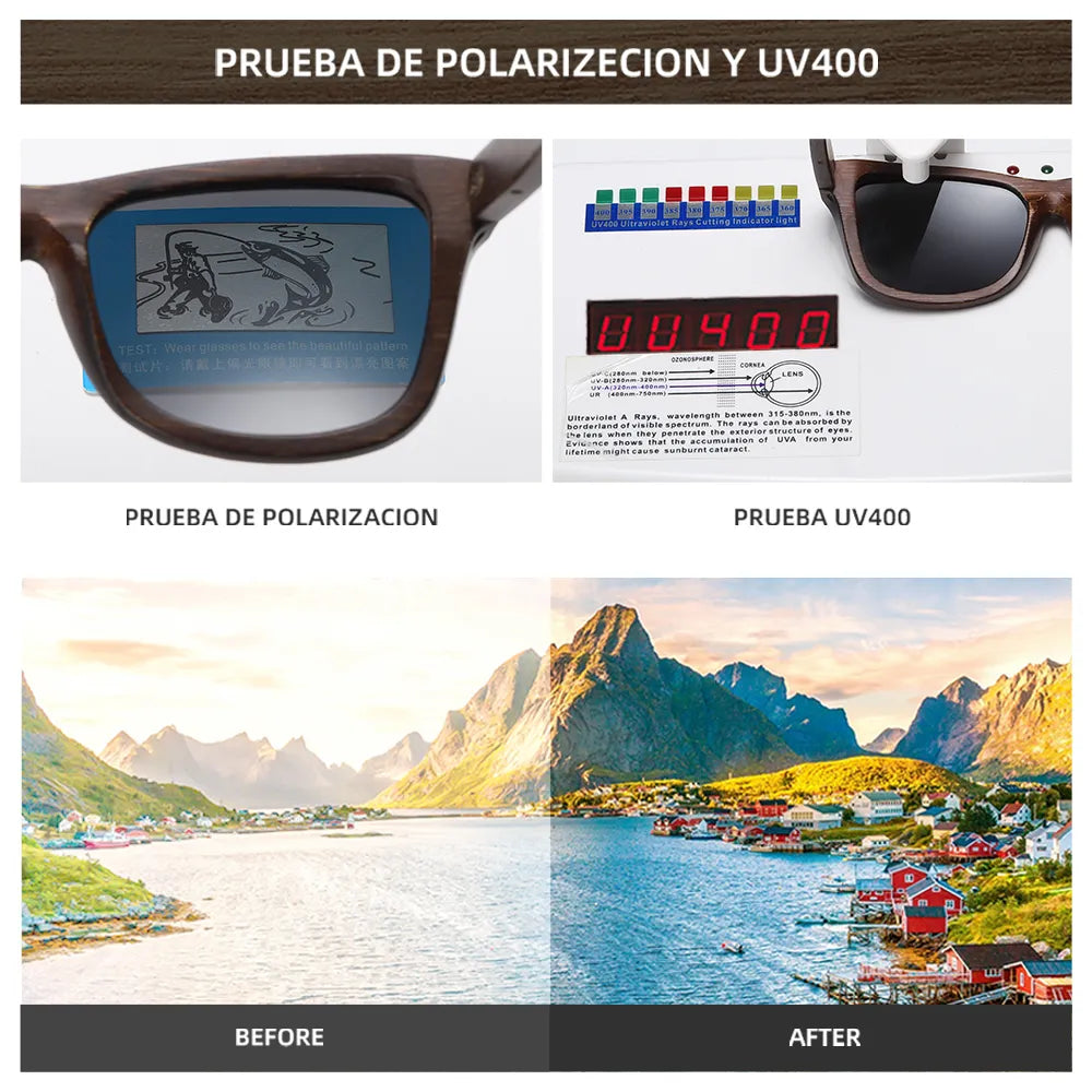 Designer Luxus Sonnenbrille Damen Herren Quadratische Gläser Holzgestell Vintage