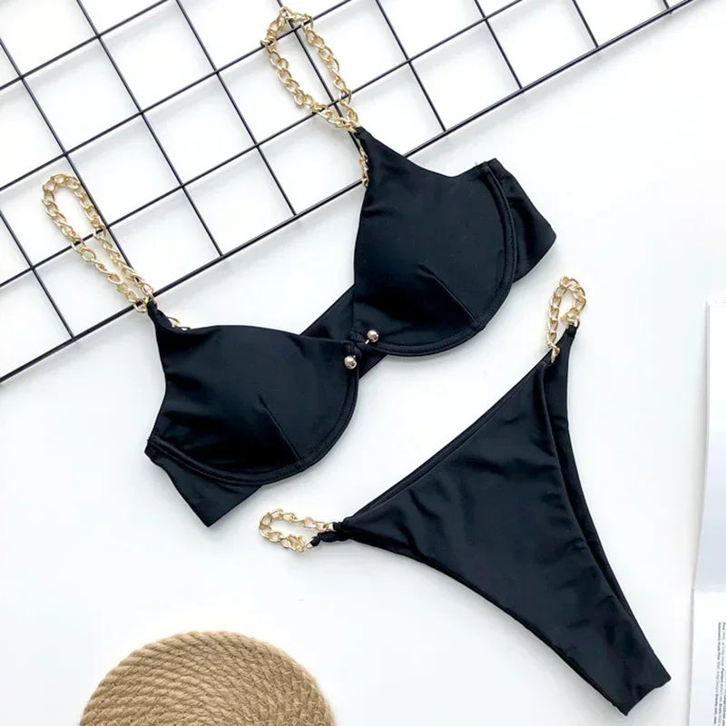 Frauen Bademode High Cut Bikini Set Sexy Push Up Badeanzug Damen Tanga Swimwear