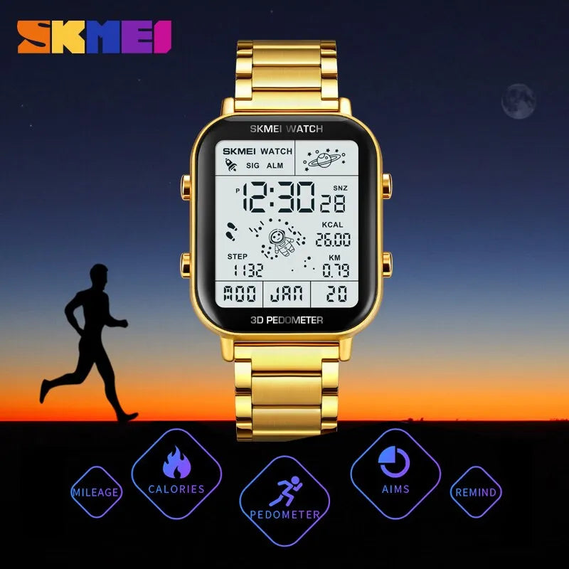 Herren Armbanduhr Digital Uhr Silber Edelstahl Quarzuhr Luxus Chronograph
