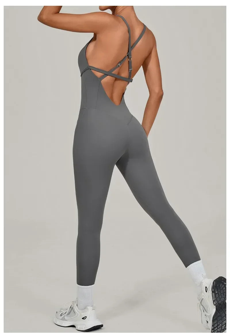 Tuta intera Sportiva Donna Rompers Pantaloni Yoga Palestra Sexy Jumpsuit Tutina