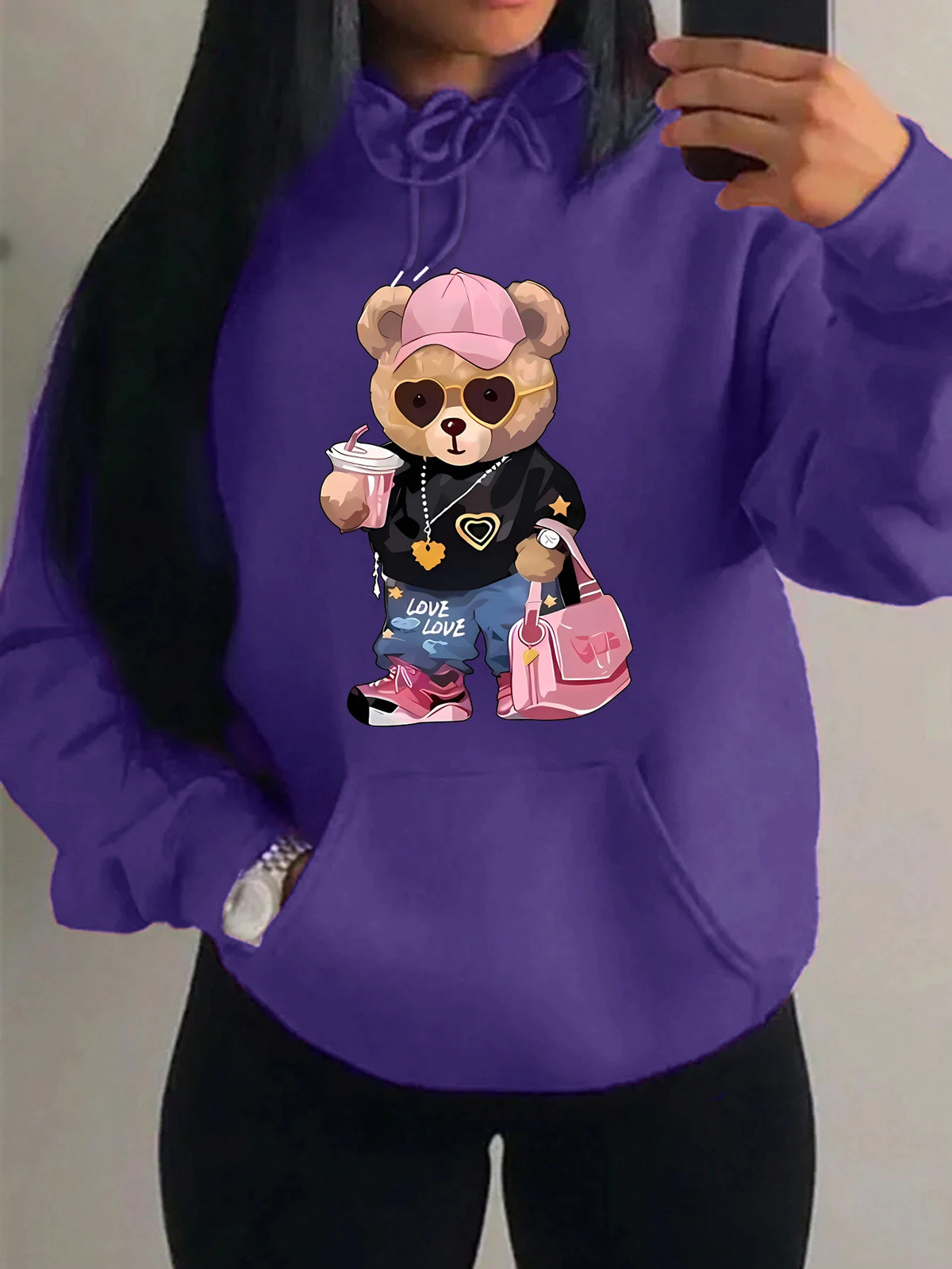 Teddybär Kapuzenpullover Sweatshirt Fleece Hoodie Pulli Damen Kapuzenpulli Shirt