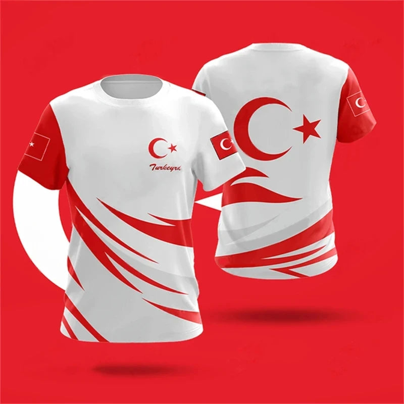 Herren T-Shirt Fashion Türkei Fan Trikot Rundhals Unisex Sommer Streetwear