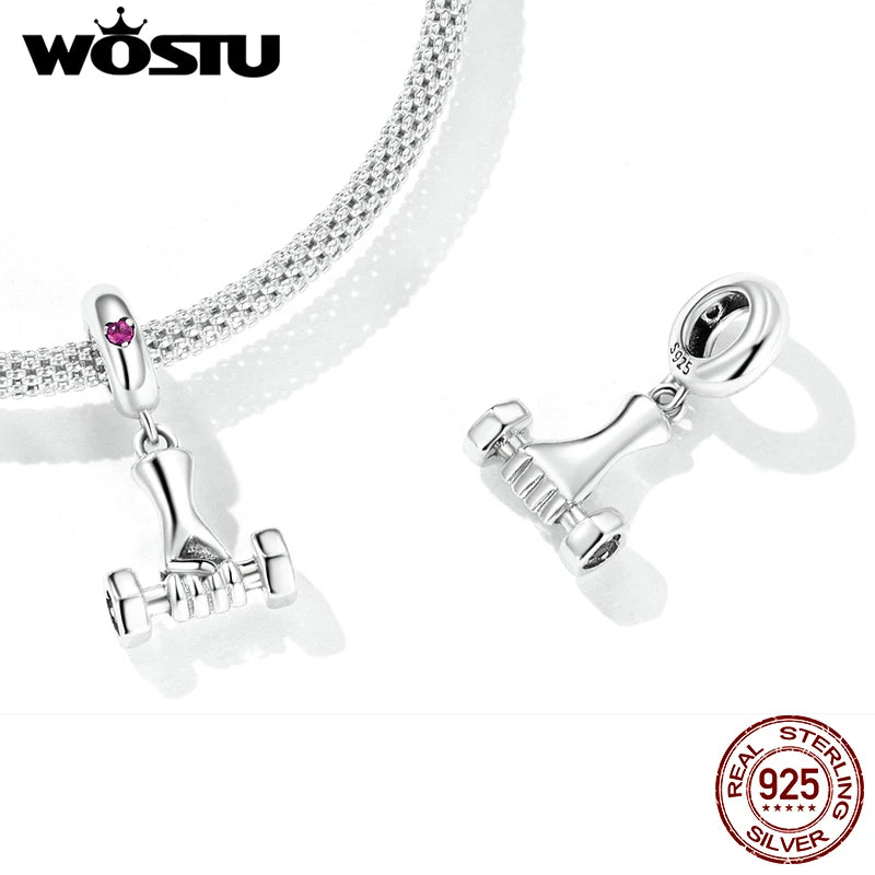 Charms Anhänger 925er Sterling Silber Charm Armband Gym Hantel Damen Geschenk