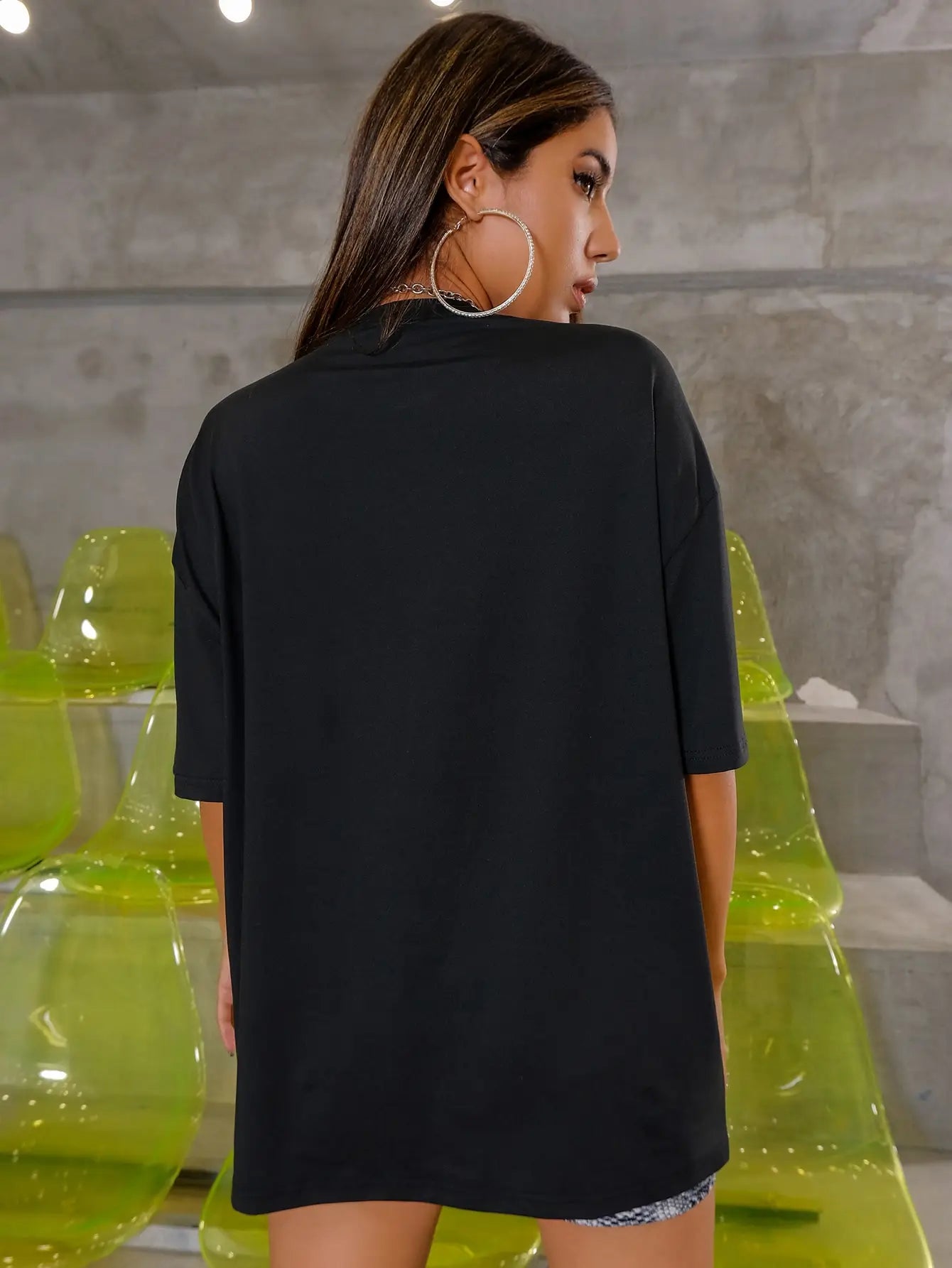 Damen Sommer Top Rich T-Shirt Rundhals Streetwear Baumwoll Damentop