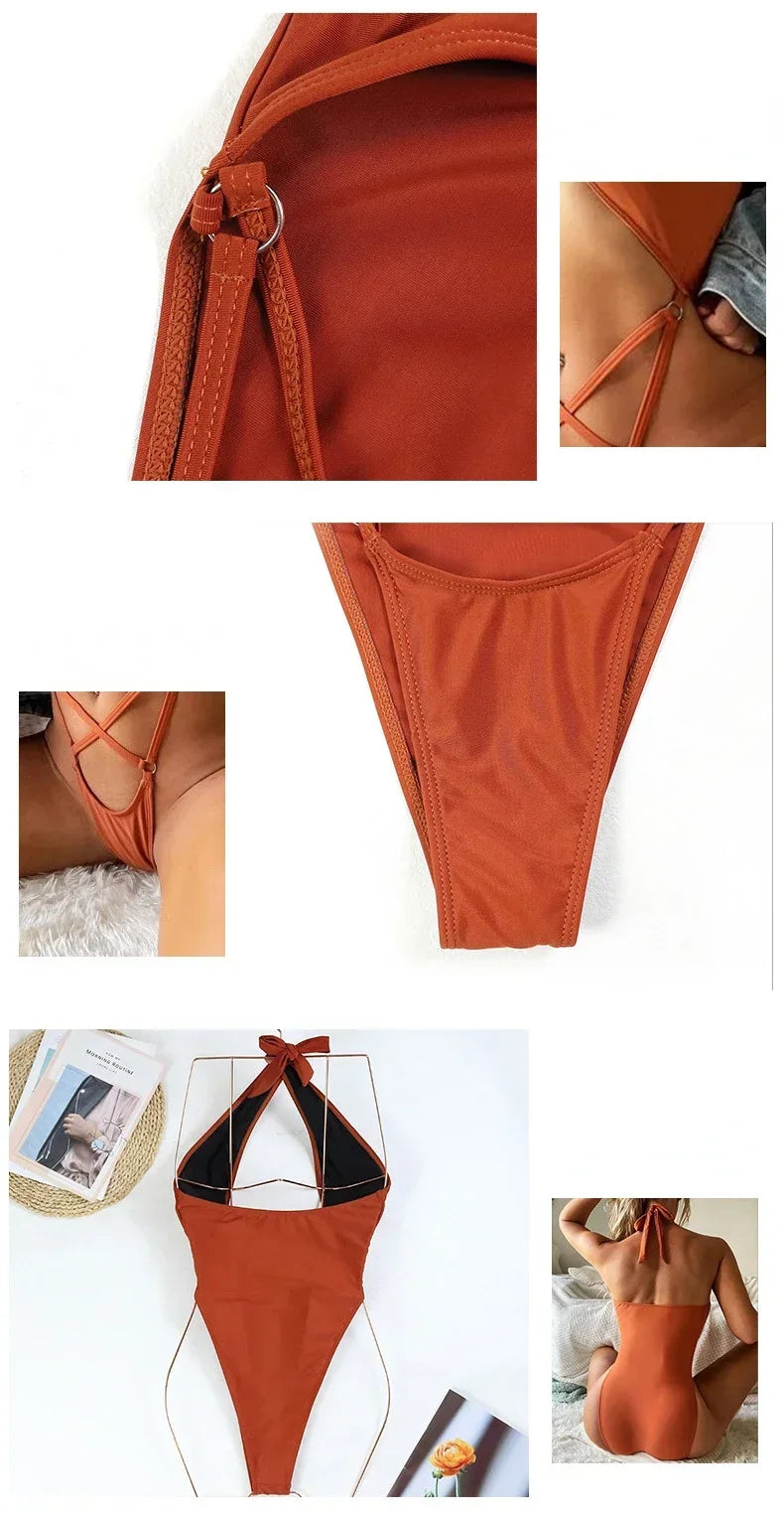 Frauen Bademode High Cut Bikini Set Sexy Push Up Badeanzug Damen Tanga Swimwear