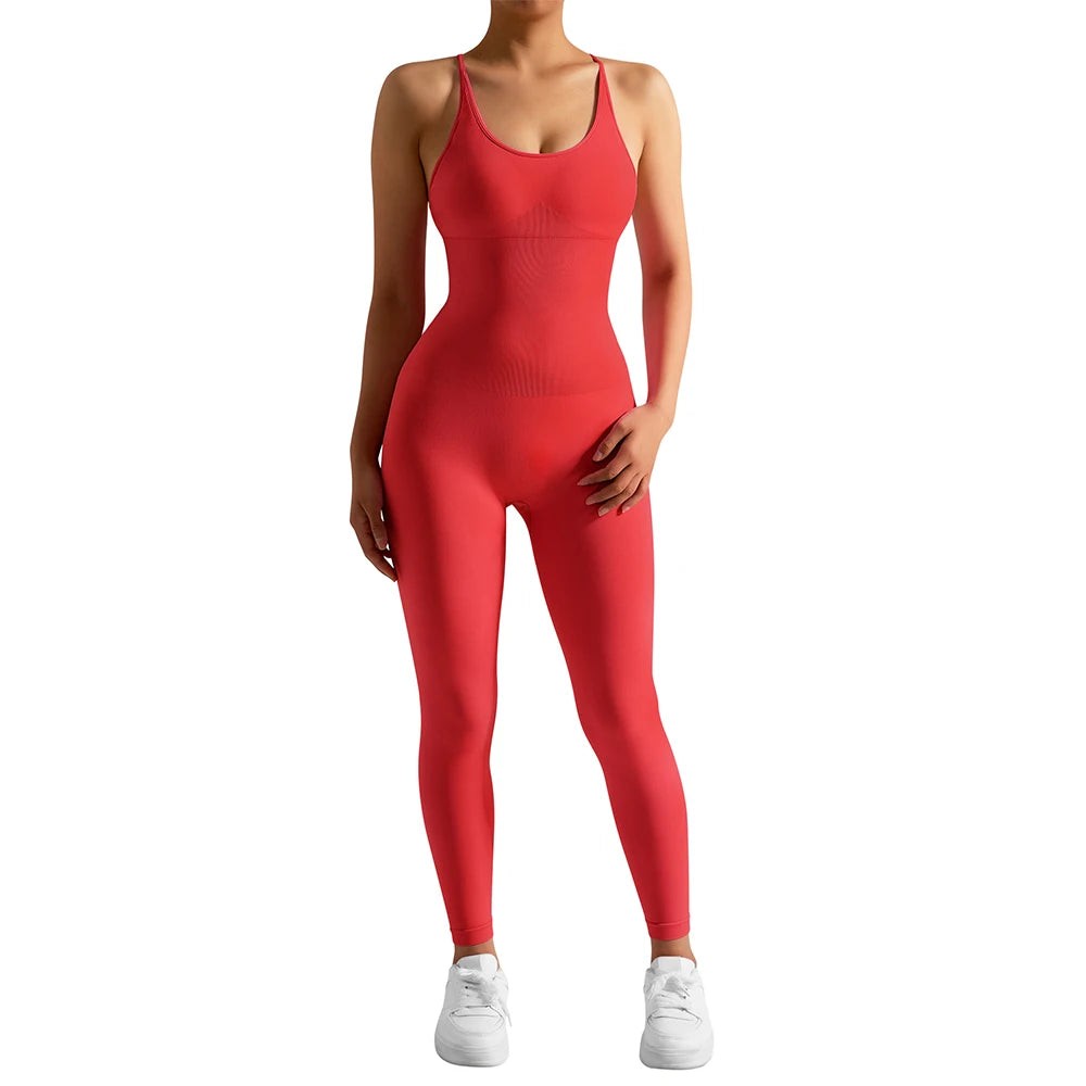 Yoga Fitness Overalls Jumpsuit Gym Stretch Leggings Jogging Anzug Top Push Up