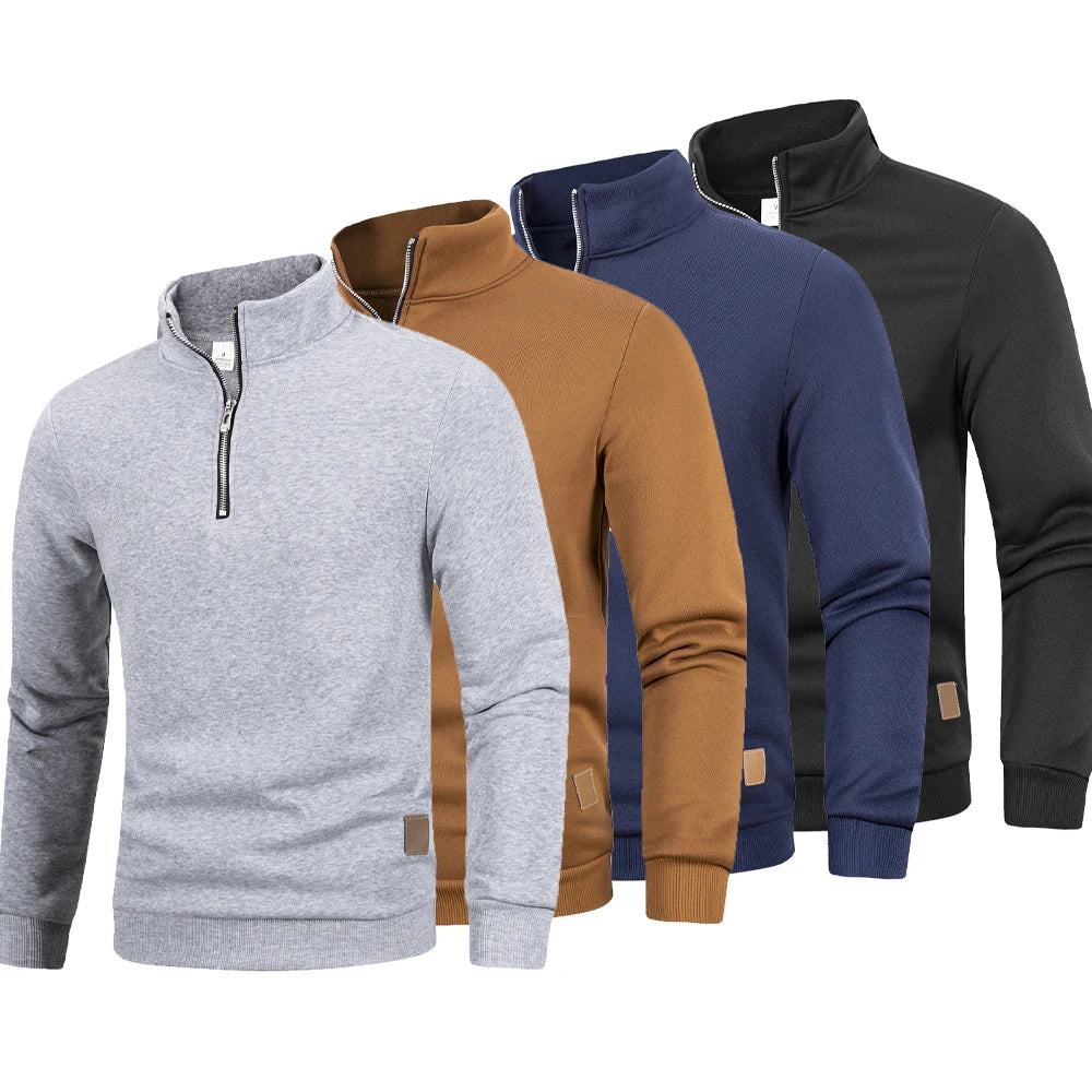 Herren Pullover Sweatshirt Troyer Pulli Sweater Stehkragen Zipper Langarmpulli