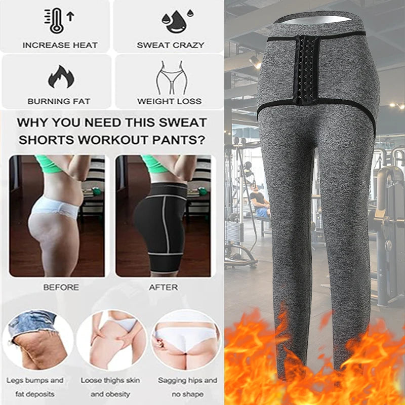 Damen Neopren Sauna Hose Schwitzhose Yogahose Thermoeffekt Abnehmen Hose Leggins