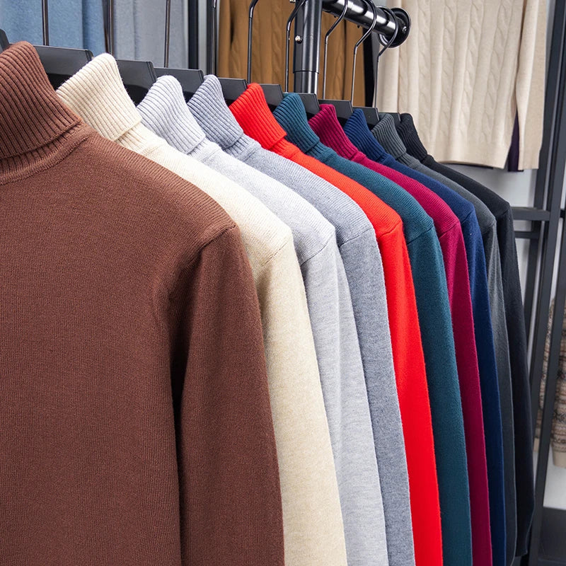 Herren Rollkragen Pullover Sweatshirt Leichter Pulli Sweater Shirt Langarmshirt