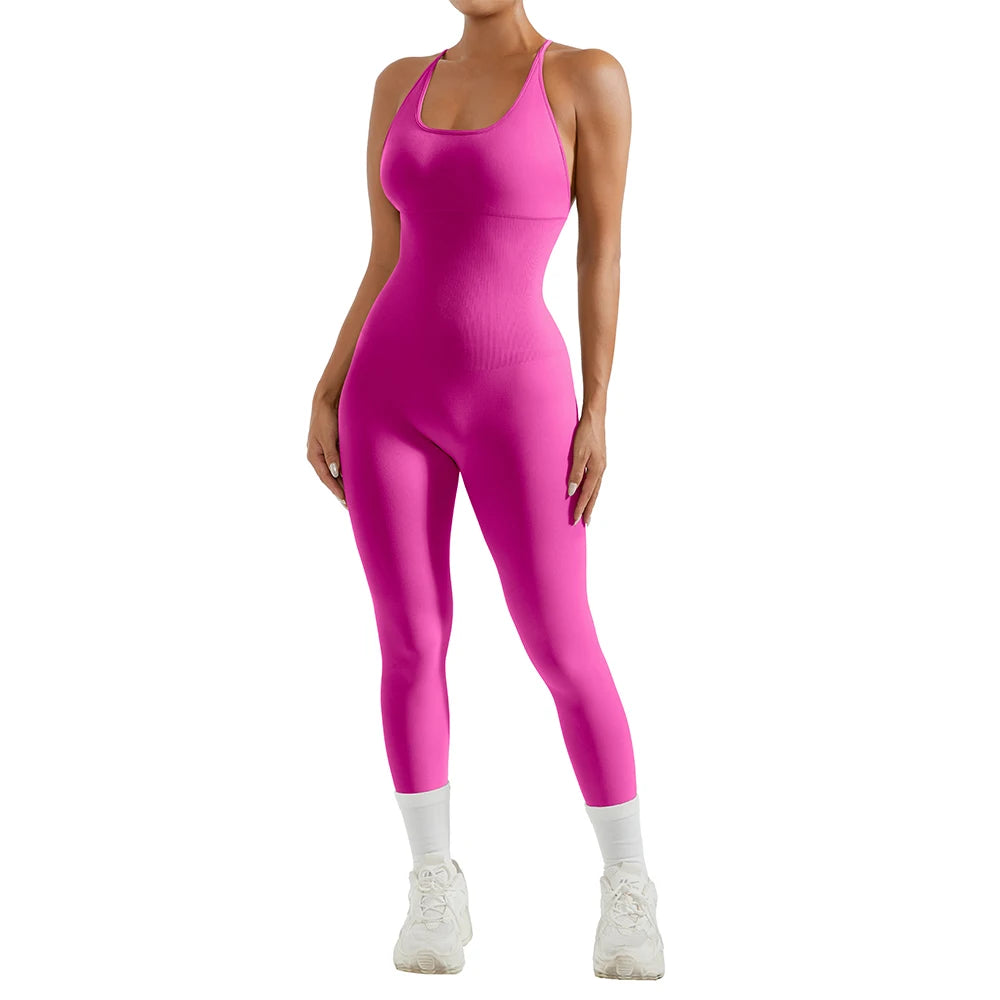 Yoga Fitness Overalls Jumpsuit Gym Stretch Leggings Jogging Anzug Top Push Up