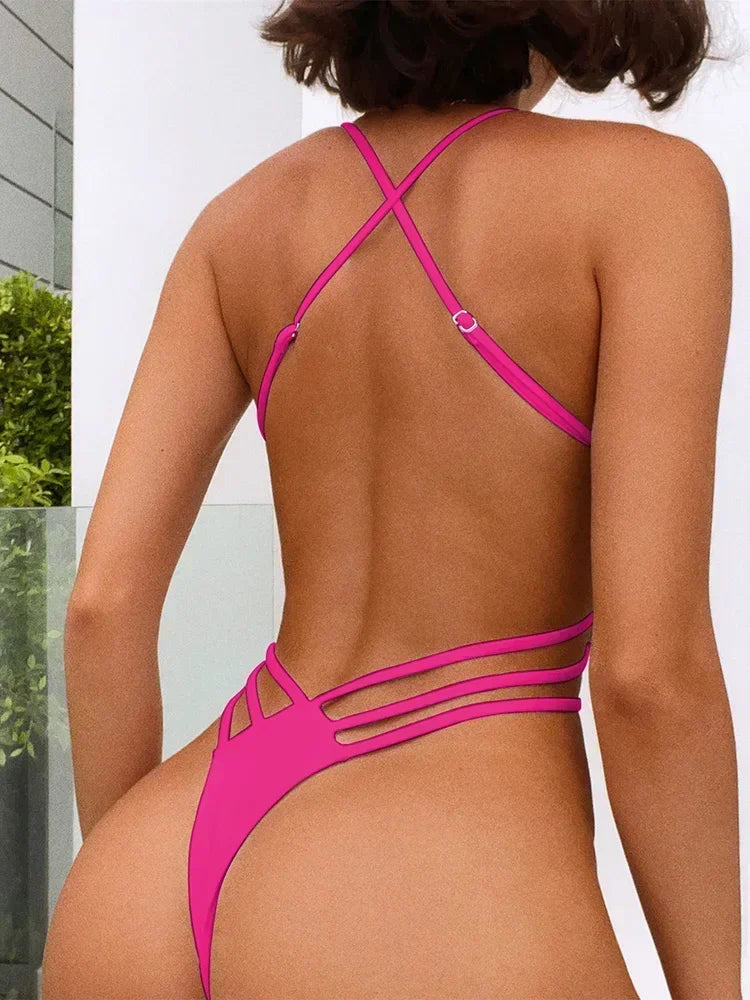 Frauen Bademode High Cut Bikini Set Sexy Micro Badeanzug Damen Tanga Swimwear