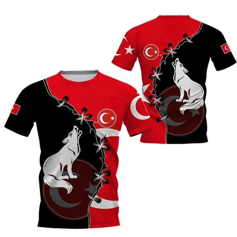 Herren T-Shirt Fashion Türkei Fan Trikot Rundhals Unisex Sommer Streetwear