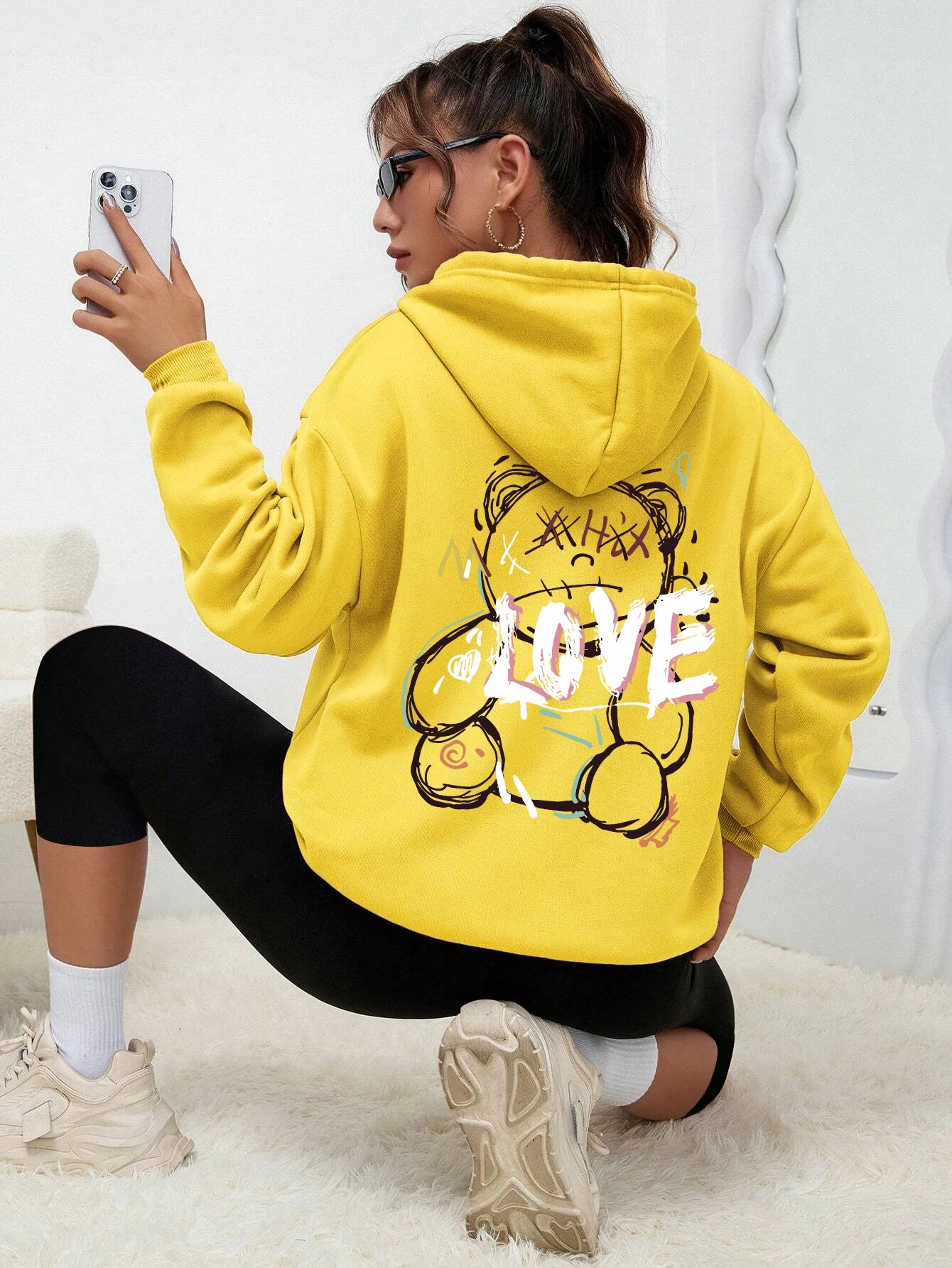 Teddybär Kapuzenpullover Sweatshirt Fleece Hoodie Pulli Damen Kapuzenpulli Shirt