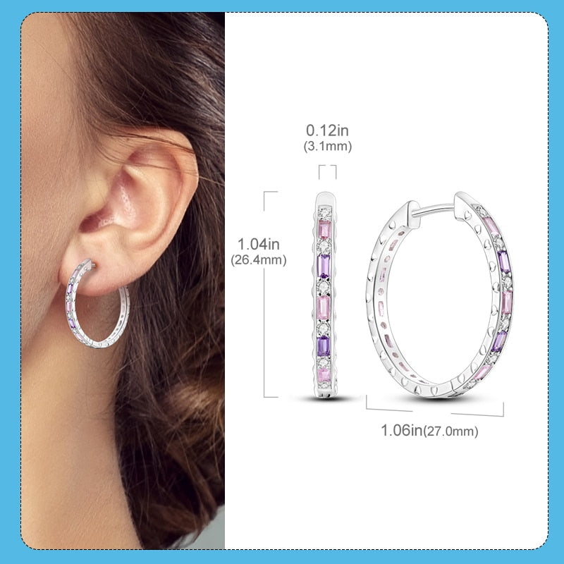 1 Paar Creolen aus 925 sterling Silber Ohrringe Ohrschmuck Zirkonia Ohrstecker