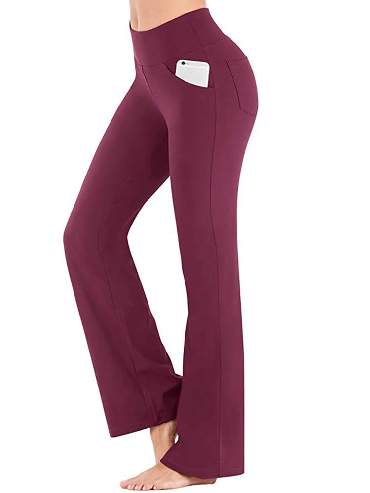 Damen Lange Hose Hüftjeans Schlaghose Yoga Leggins Freizeithose Jogginghose