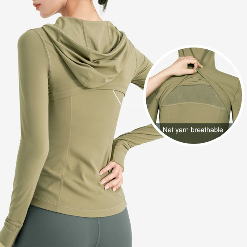 Damen Sweatshirt Hoodie Shirt Fitness Gym Jacke Windbreaker Yoga Sportswear