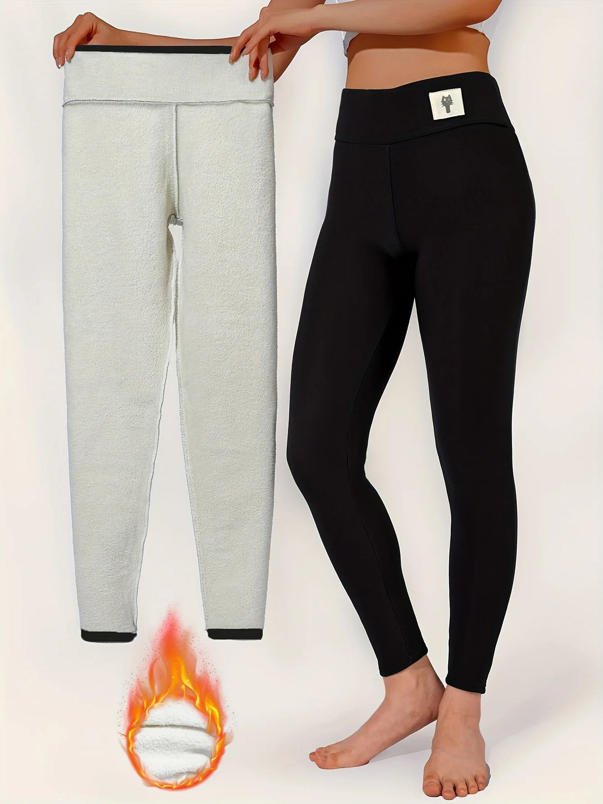 Frauen Hose Winter Leggins Warm Thermohose Innenfleece Blickdichte Strumpfhose