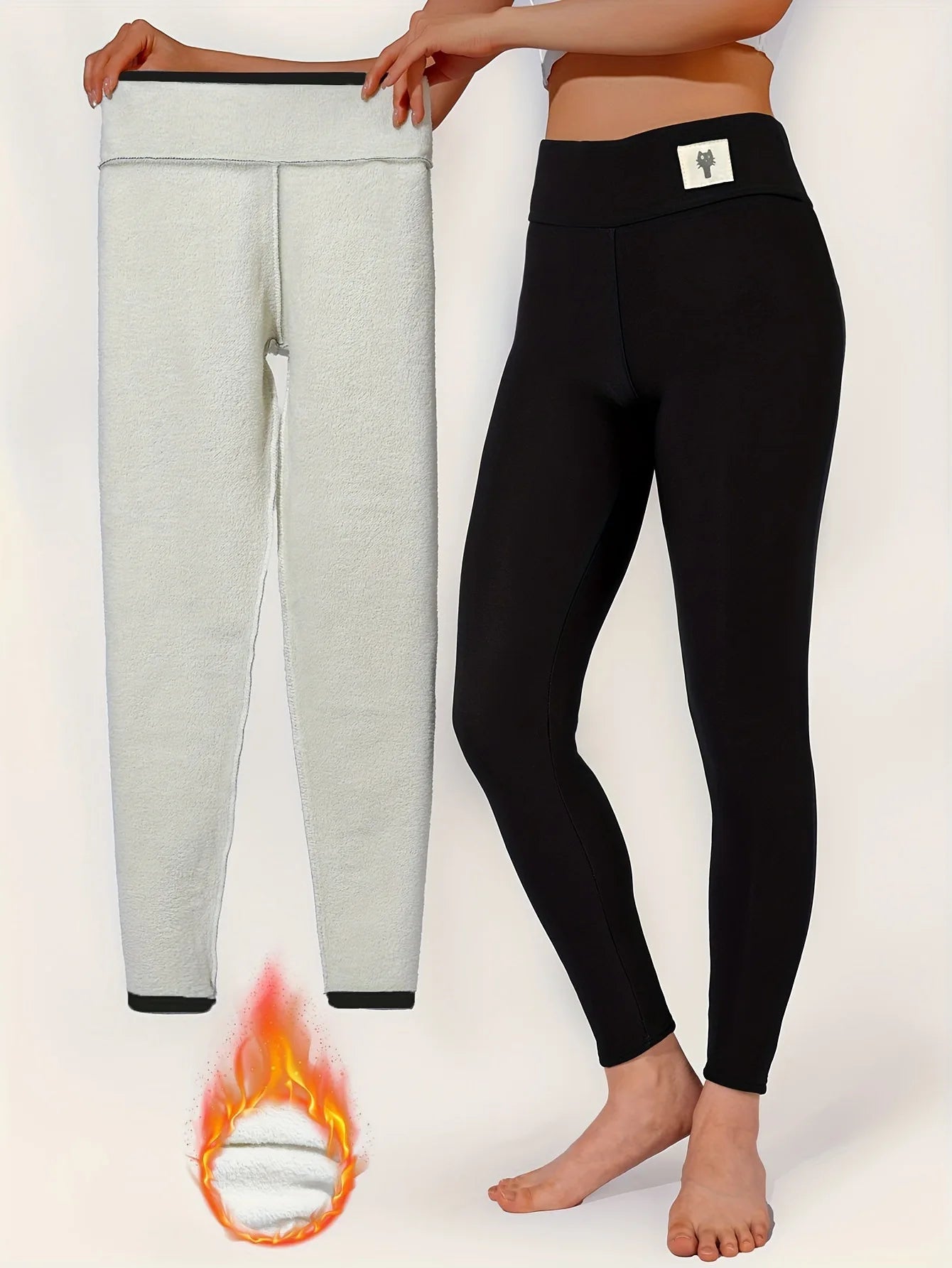 Frauen Hose Winter Leggins Warm Thermohose Innenfleece Blickdichte Strumpfhose