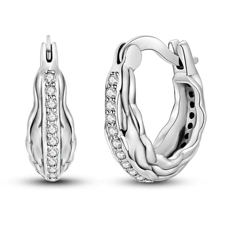 Creolen 925 Silber Ohrringe Zirkonia | Hypoallergen | Luxus Ohrstecker Geschenk
