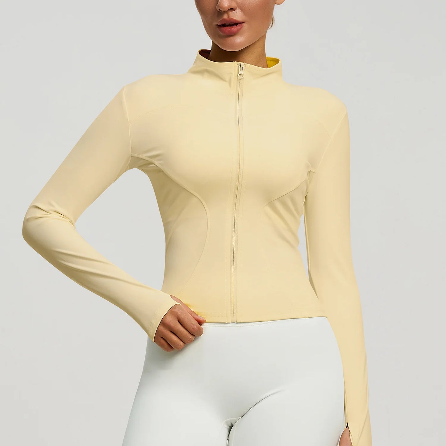 Damen kurze Sportjacke Sweatshirt Fitness Gym Jacke Yogajacke Yoga Sportswear