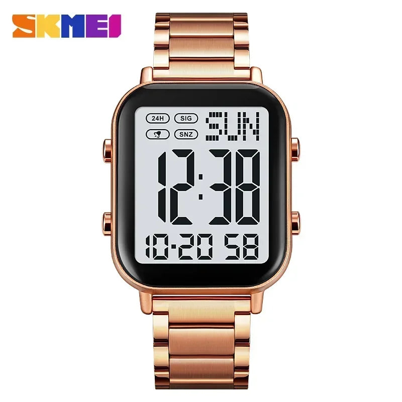 Herren Armbanduhr Digital Uhr Silber Edelstahl Quarzuhr Luxus Chronograph