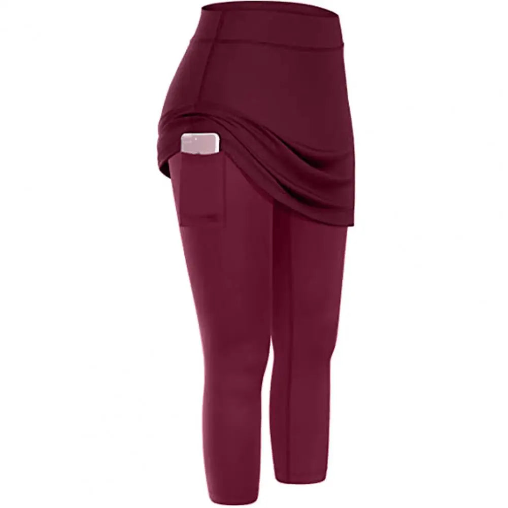 Yoga Leggings Mini Kleid Damen Hose Fitness Hosenrock Leggins Rock Tennisrock