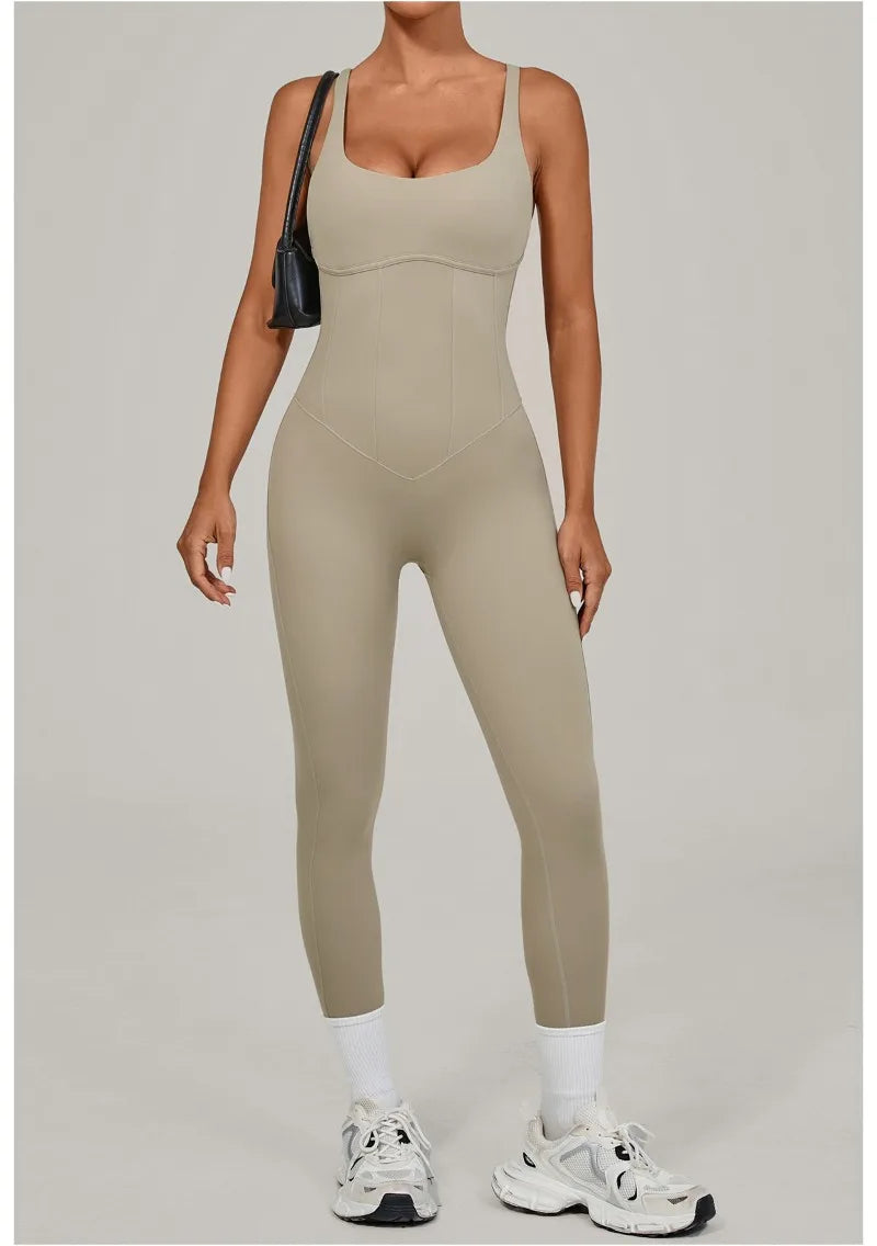 Tuta intera Sportiva Donna Rompers Pantaloni Yoga Palestra Sexy Jumpsuit Tutina