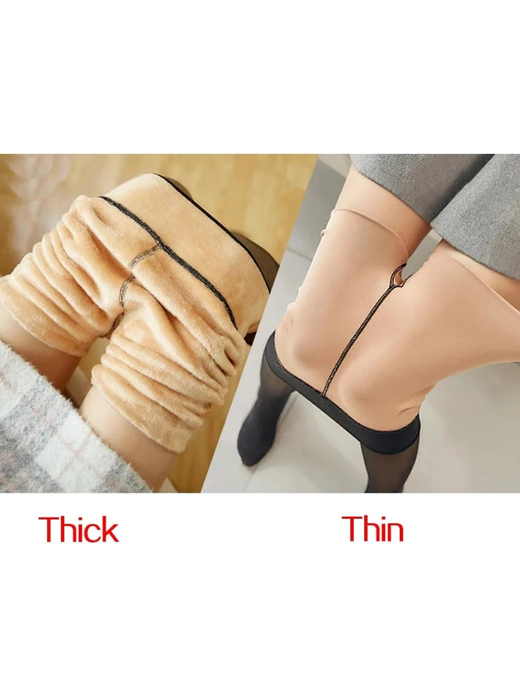 Frauen Winter Warm Thermo Hose Innenfleece Strumpfhose Blickdicht Hosen Leggins